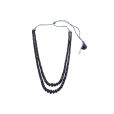 Women's Blue Sapphire beads glass filling stones necklace 2 lines 445 CT B 920